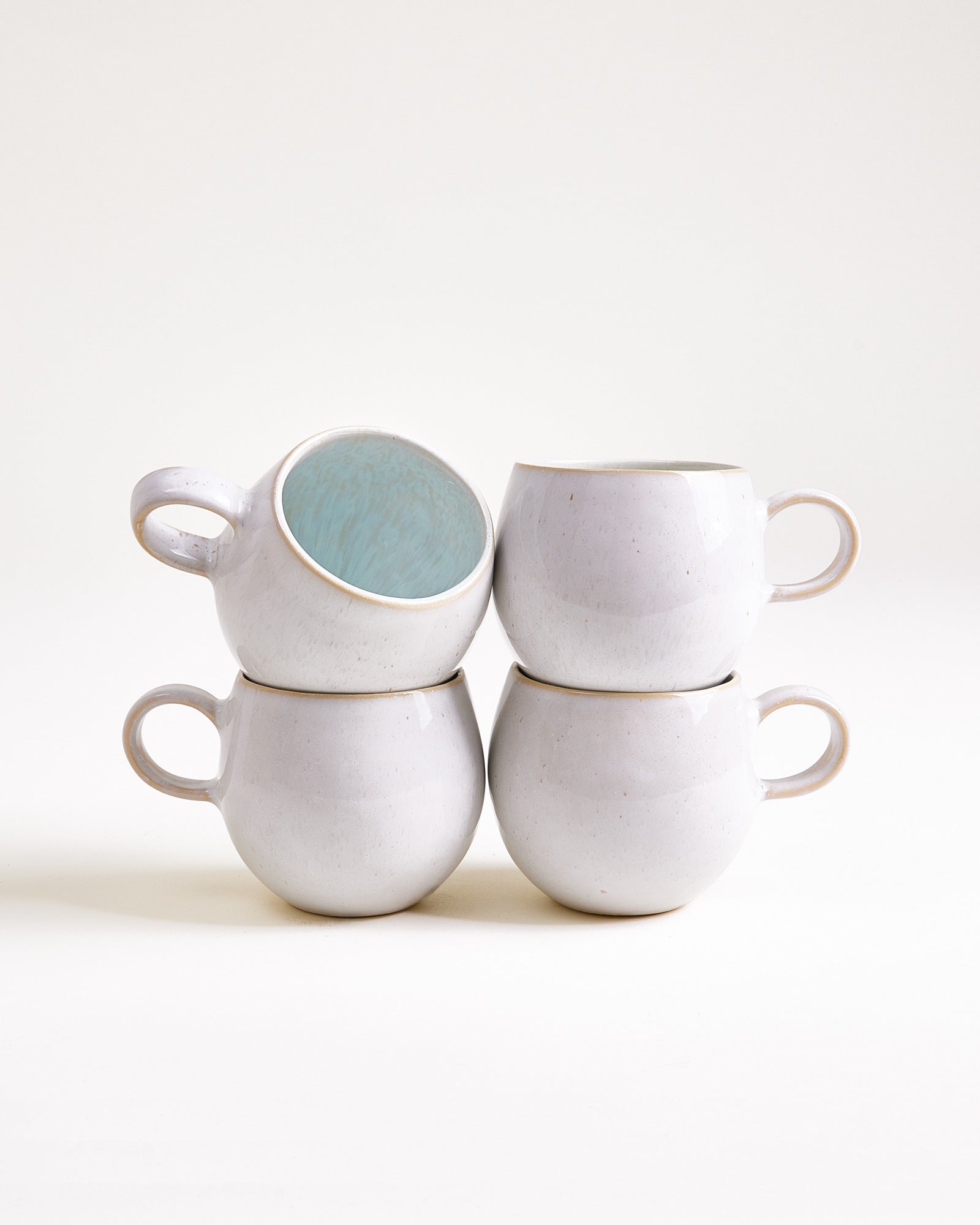 Small Azure Ceramic Mug Set of Four