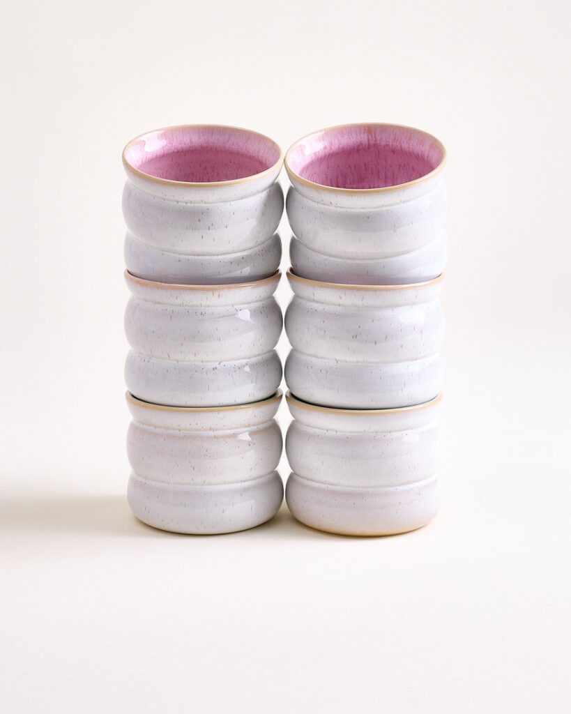 Small Bubble Rose Ceramic Cup Set of Six