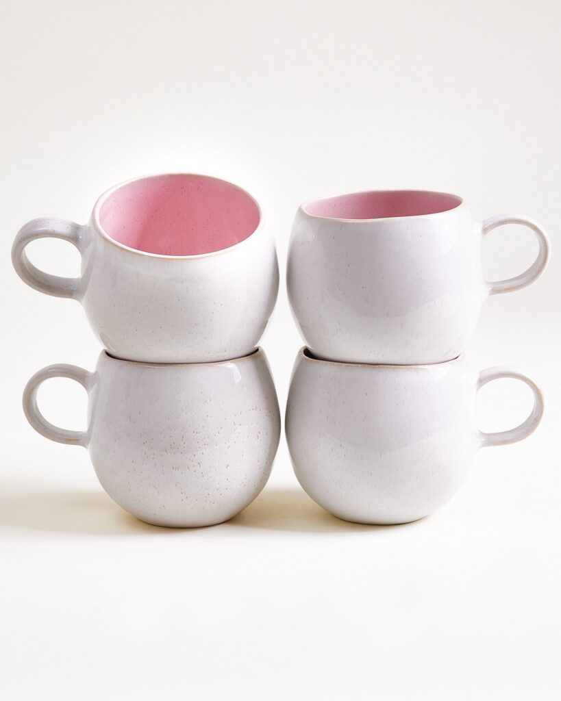 Large Everyday Rose Ceramic Mug Set of Four