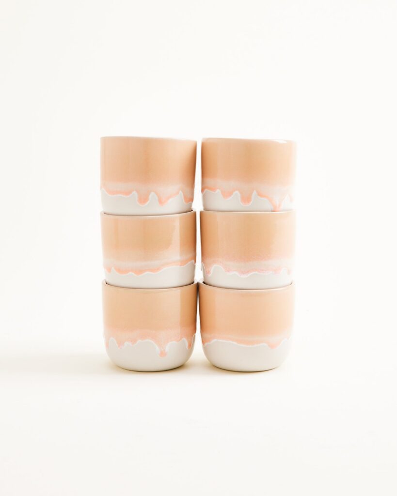 Small Apricot Ceramic Cup Set of Six