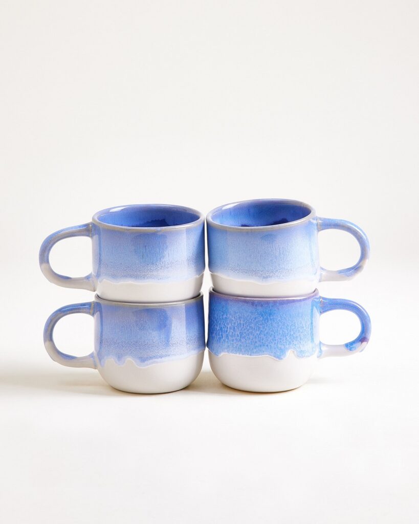 Small Cornflower Ceramic Mug Set of Four