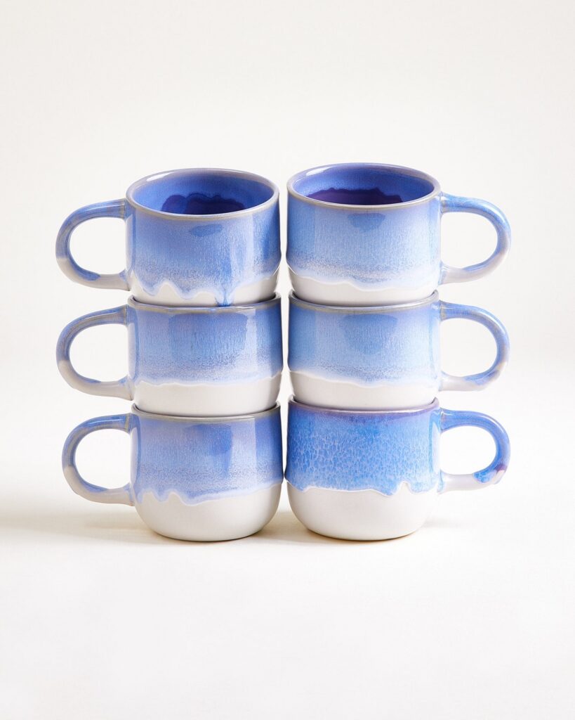 Small Cornflower Ceramic Mug Set of Six