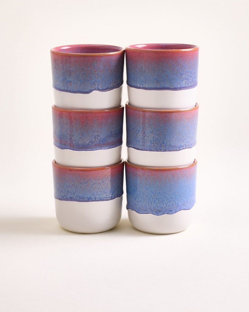 Large Lilac Ceramic Cup Set of Six