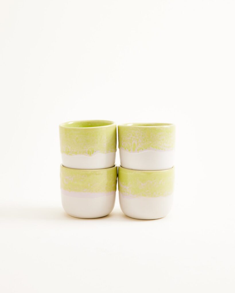 Small Lime Ceramic Cup Set of Four