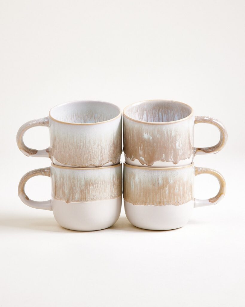 Large Everyday Sand Ceramic Mug Set of Four