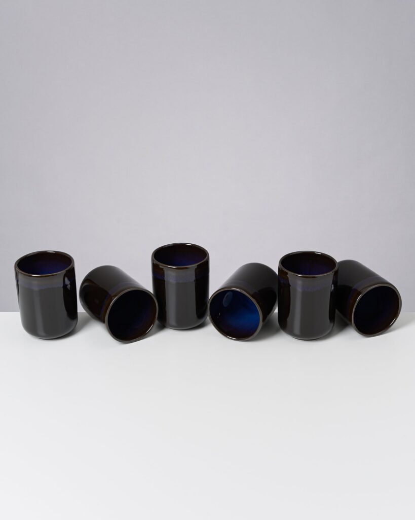 Large Deepseablue Ceramic Cup Set of Six