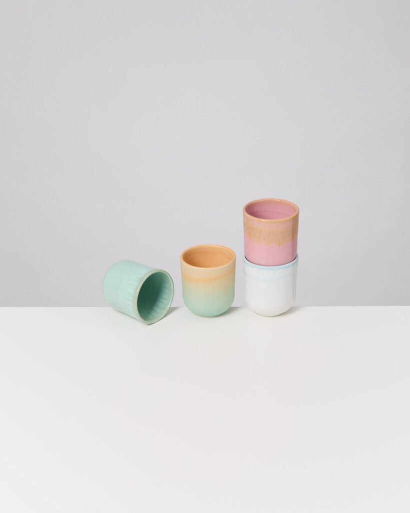 Small Pastel Mix Ceramic Cup Set of Four