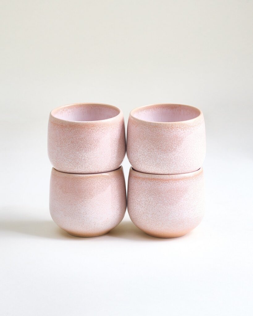 Small Classic Rose Ceramic Cup Set of Four