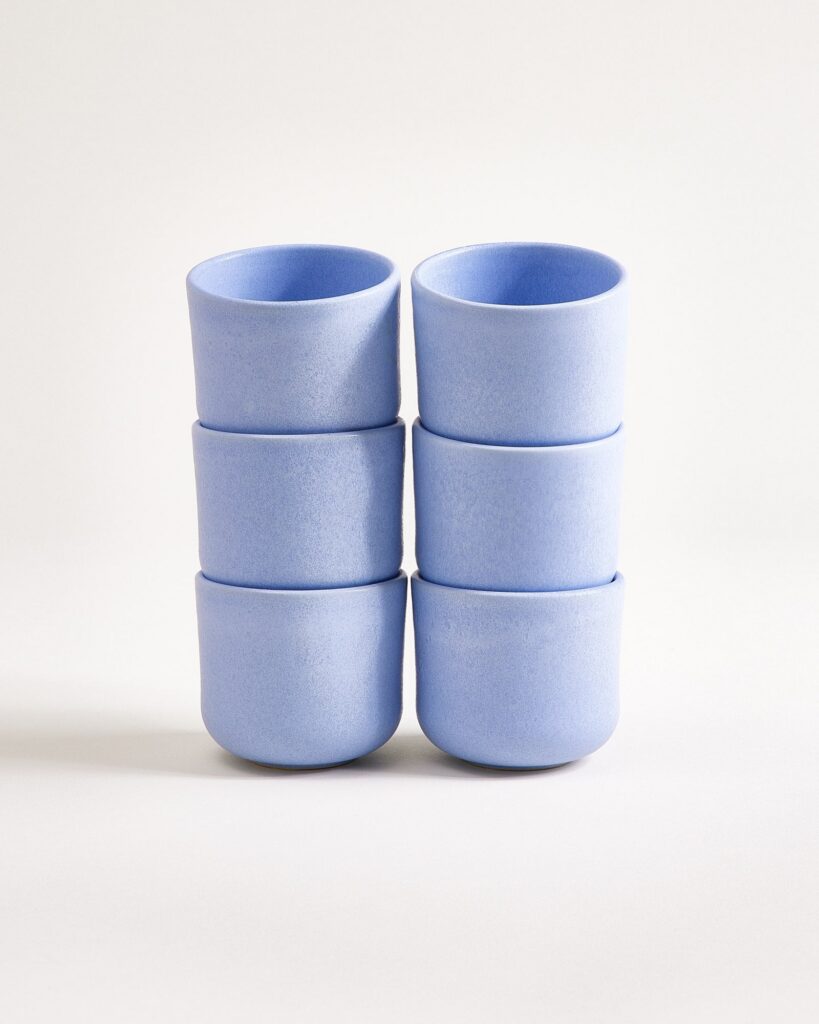Small Hellblau Ceramic Cup Set of Six