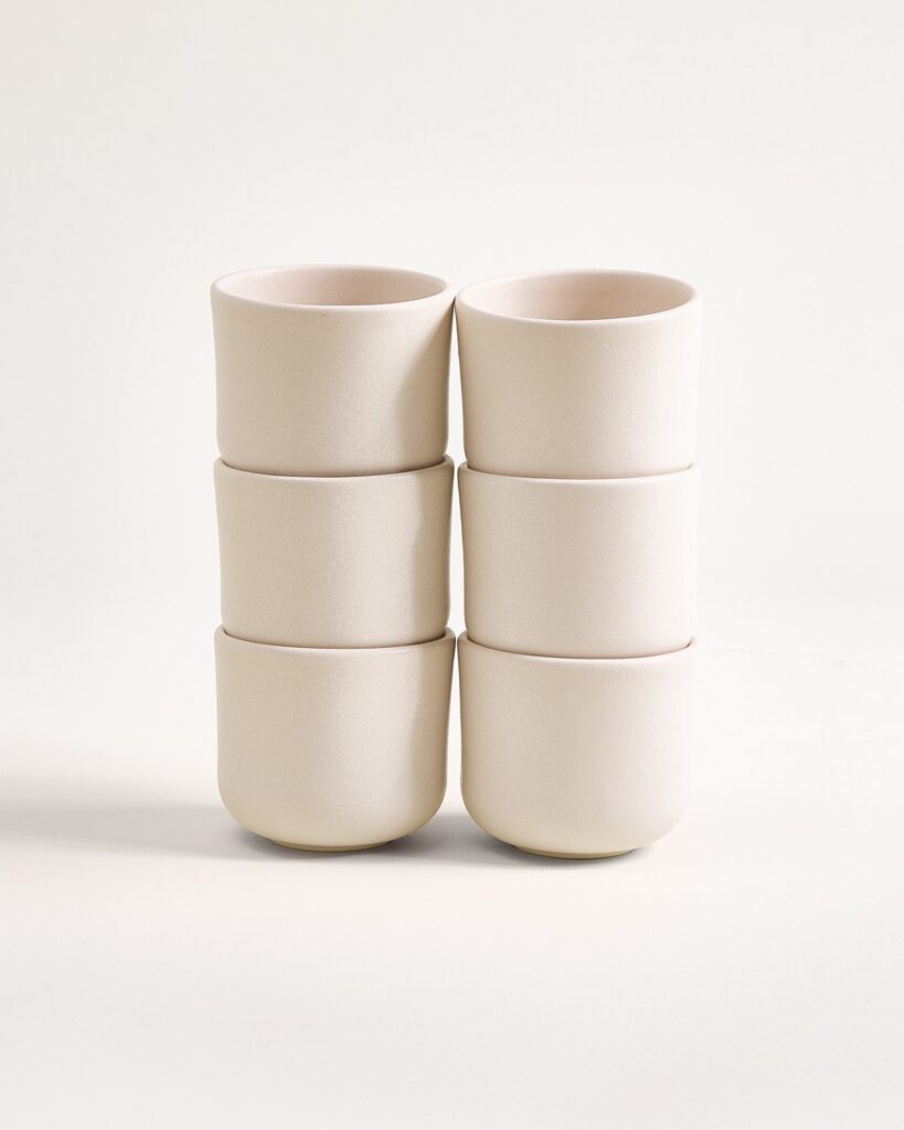 Small Sand Ceramic Cup Set of Six