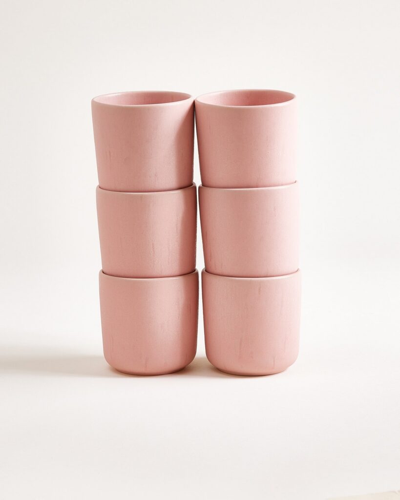Small Balanced Rose Ceramic Cup Set of Six