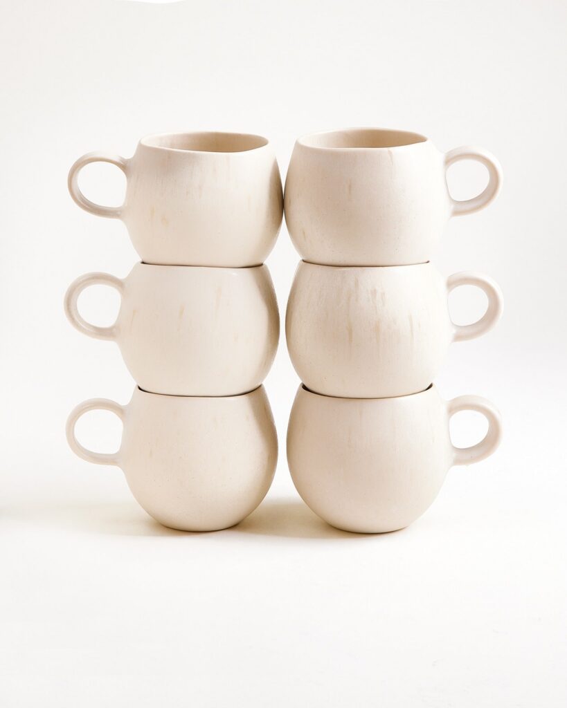 Small Balanced Sand Ceramic Mug Set of Six